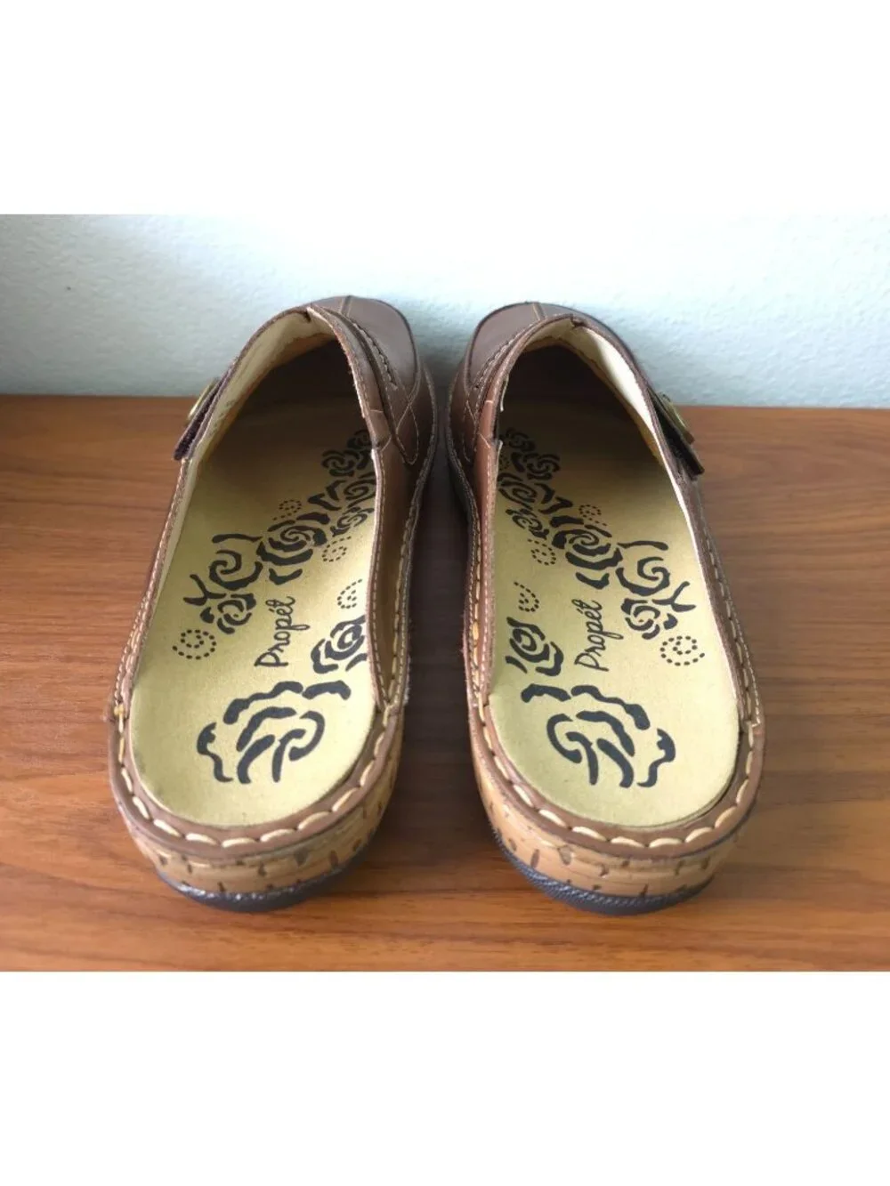 Propet JANA Brown Leather Comfort  Slip-On Adjustable Clog Mules Womens 10X (2E) - Picture 3 of 8